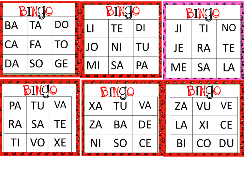 Bingo de silabas 1